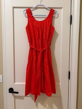 Roller Rabbit Bright Red Sleeveless Tie-Waist Midi Dress